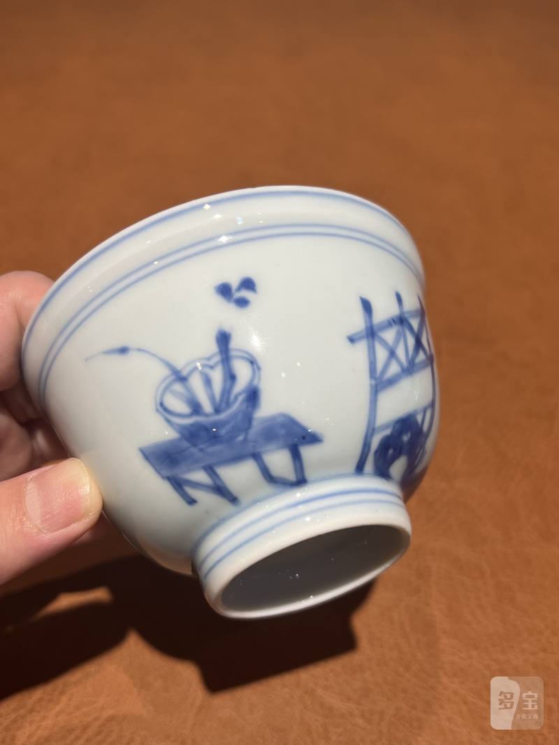 清 青花亭台楼阁纹碗 - 图6